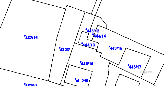 Parcela st. 443/13 v KÚ Rosice u Chrasti, Katastrální mapa