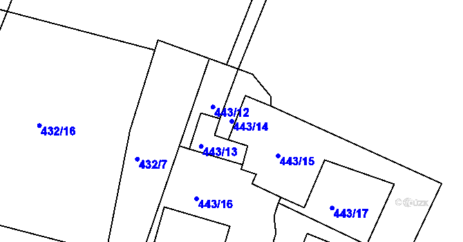 Parcela st. 443/14 v KÚ Rosice u Chrasti, Katastrální mapa