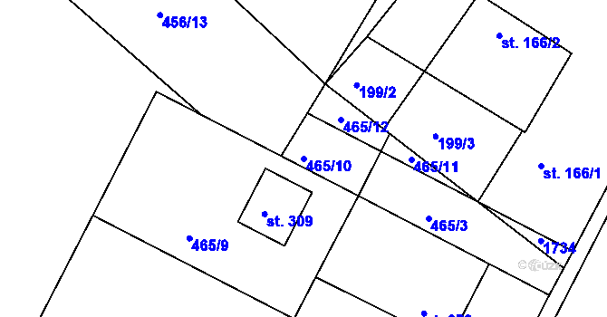 Parcela st. 465/10 v KÚ Rosice u Chrasti, Katastrální mapa