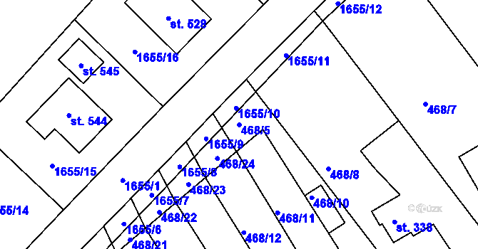 Parcela st. 468/5 v KÚ Rosice u Chrasti, Katastrální mapa