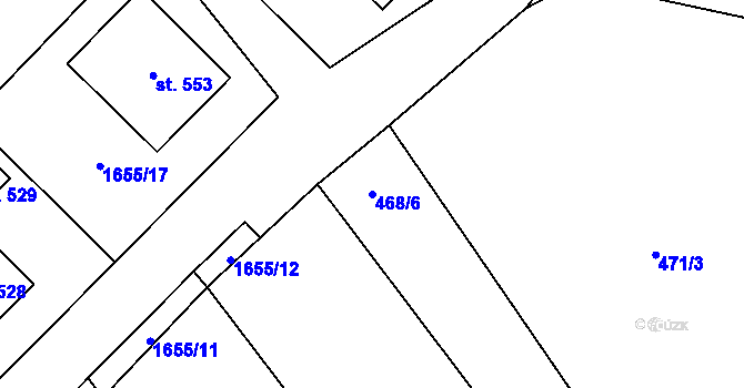 Parcela st. 468/6 v KÚ Rosice u Chrasti, Katastrální mapa
