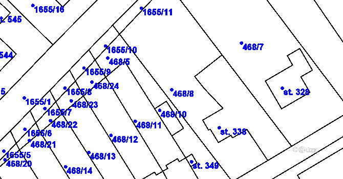 Parcela st. 468/8 v KÚ Rosice u Chrasti, Katastrální mapa