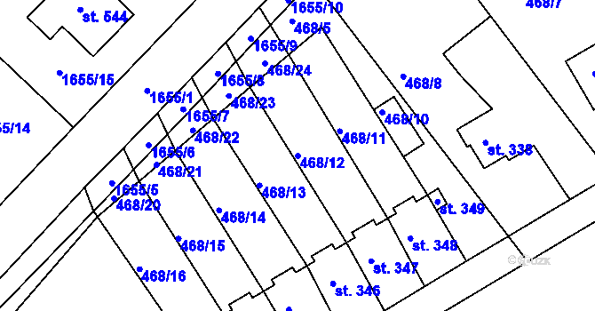 Parcela st. 468/12 v KÚ Rosice u Chrasti, Katastrální mapa