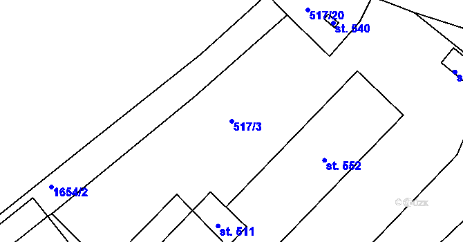 Parcela st. 517/3 v KÚ Rosice u Chrasti, Katastrální mapa