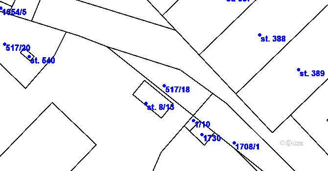 Parcela st. 517/18 v KÚ Rosice u Chrasti, Katastrální mapa