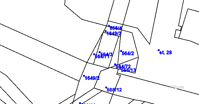 Parcela st. 564/3 v KÚ Rosice u Chrasti, Katastrální mapa