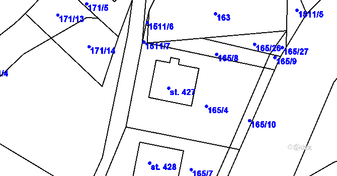 Parcela st. 427 v KÚ Rosice u Chrasti, Katastrální mapa