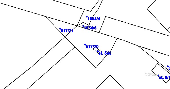 Parcela st. 517/20 v KÚ Rosice u Chrasti, Katastrální mapa