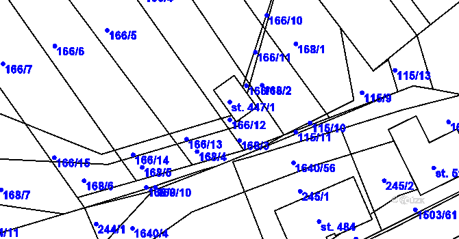 Parcela st. 166/12 v KÚ Rosice u Chrasti, Katastrální mapa