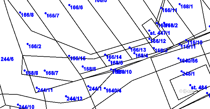 Parcela st. 166/14 v KÚ Rosice u Chrasti, Katastrální mapa
