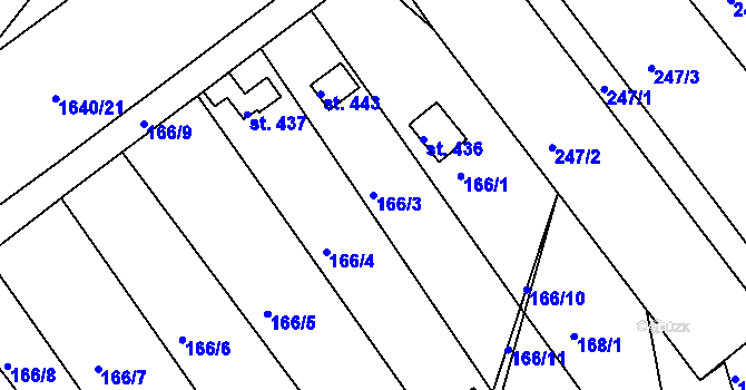 Parcela st. 166/3 v KÚ Rosice u Chrasti, Katastrální mapa