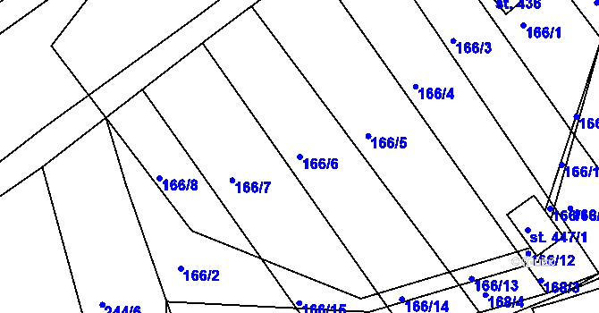 Parcela st. 166/6 v KÚ Rosice u Chrasti, Katastrální mapa