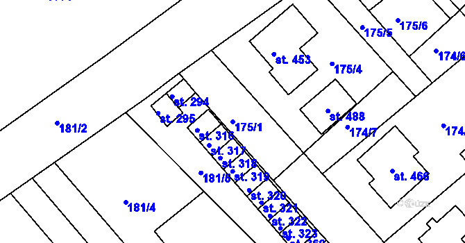 Parcela st. 175/1 v KÚ Rosice u Chrasti, Katastrální mapa