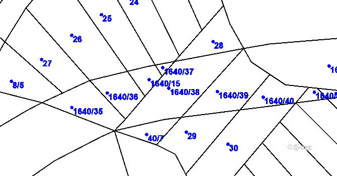 Parcela st. 1640/38 v KÚ Rosice u Chrasti, Katastrální mapa