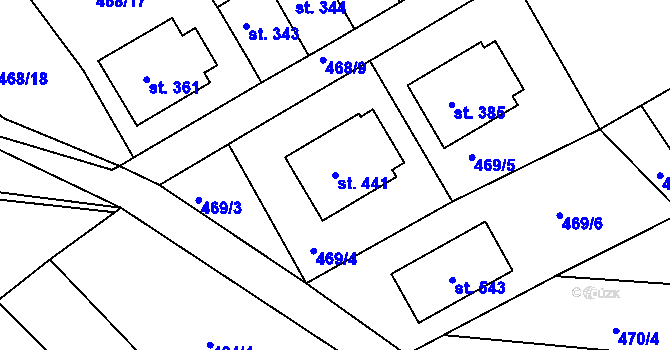 Parcela st. 441 v KÚ Rosice u Chrasti, Katastrální mapa