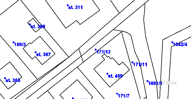 Parcela st. 171/12 v KÚ Rosice u Chrasti, Katastrální mapa