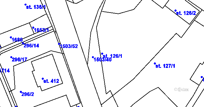 Parcela st. 126/1 v KÚ Rosice u Chrasti, Katastrální mapa