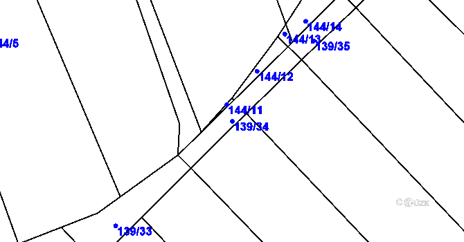 Parcela st. 139/34 v KÚ Rosice u Chrasti, Katastrální mapa