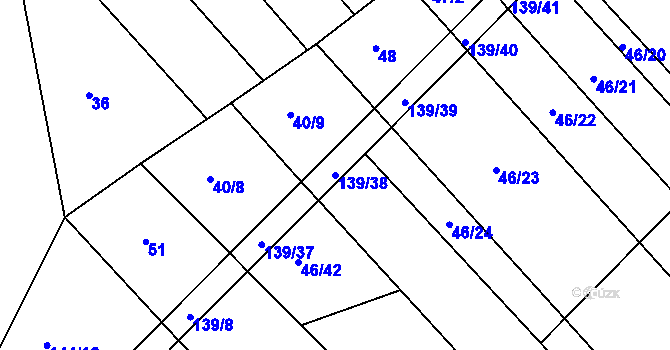 Parcela st. 139/38 v KÚ Rosice u Chrasti, Katastrální mapa