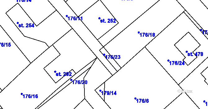 Parcela st. 176/23 v KÚ Rosice u Chrasti, Katastrální mapa