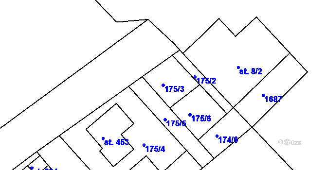 Parcela st. 175/3 v KÚ Rosice u Chrasti, Katastrální mapa