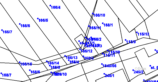 Parcela st. 447/1 v KÚ Rosice u Chrasti, Katastrální mapa