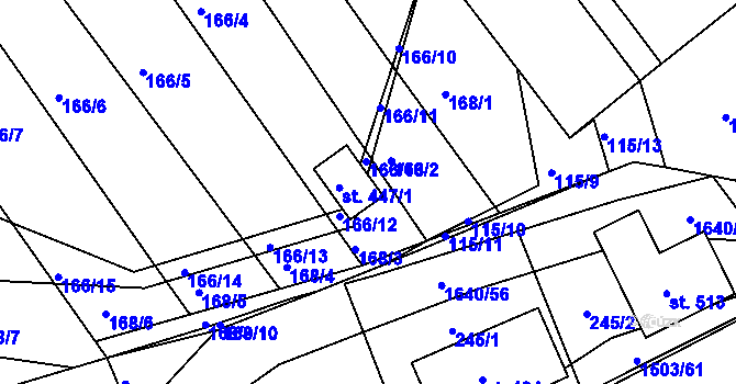 Parcela st. 447/3 v KÚ Rosice u Chrasti, Katastrální mapa