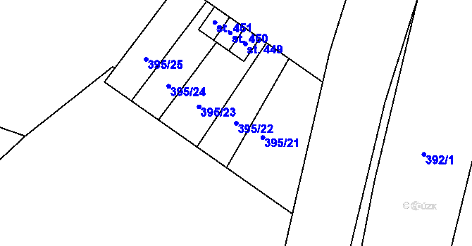 Parcela st. 395/22 v KÚ Rosice u Chrasti, Katastrální mapa