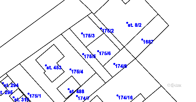 Parcela st. 175/6 v KÚ Rosice u Chrasti, Katastrální mapa