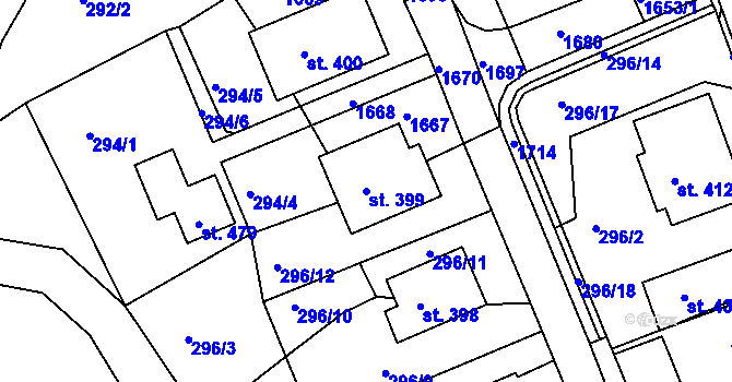Parcela st. 399 v KÚ Rosice u Chrasti, Katastrální mapa