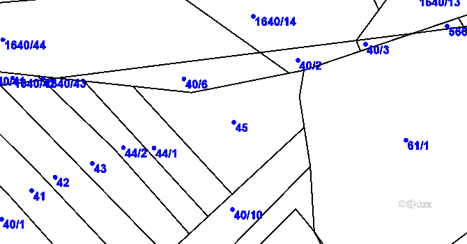 Parcela st. 45 v KÚ Rosice u Chrasti, Katastrální mapa