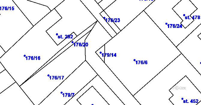Parcela st. 179/14 v KÚ Rosice u Chrasti, Katastrální mapa