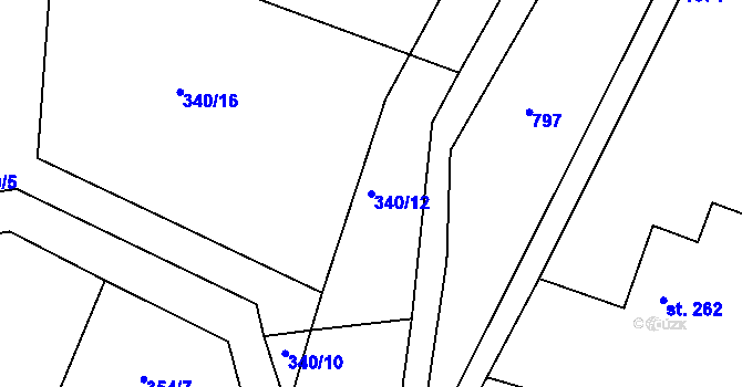 Parcela st. 340/12 v KÚ Rosice u Chrasti, Katastrální mapa