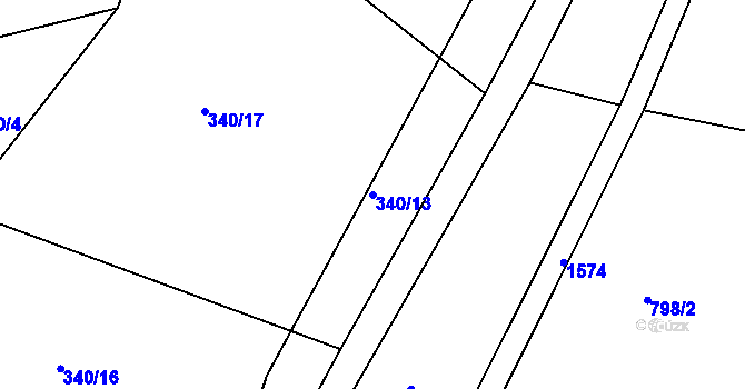 Parcela st. 340/13 v KÚ Rosice u Chrasti, Katastrální mapa