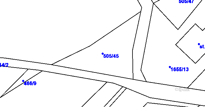 Parcela st. 505/45 v KÚ Rosice u Chrasti, Katastrální mapa
