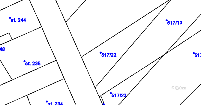 Parcela st. 517/22 v KÚ Rosice u Chrasti, Katastrální mapa