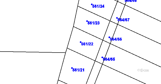 Parcela st. 561/22 v KÚ Rosice u Chrasti, Katastrální mapa