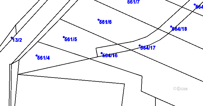 Parcela st. 564/16 v KÚ Rosice u Chrasti, Katastrální mapa