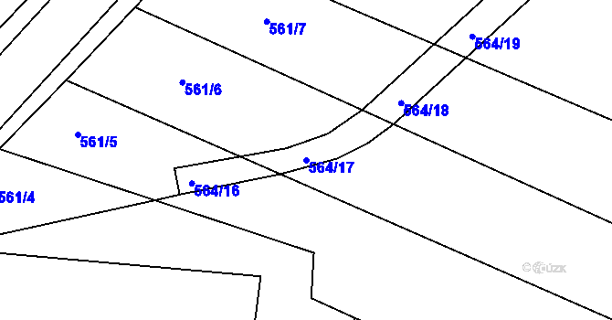 Parcela st. 564/17 v KÚ Rosice u Chrasti, Katastrální mapa