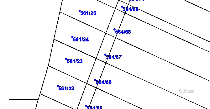Parcela st. 564/67 v KÚ Rosice u Chrasti, Katastrální mapa
