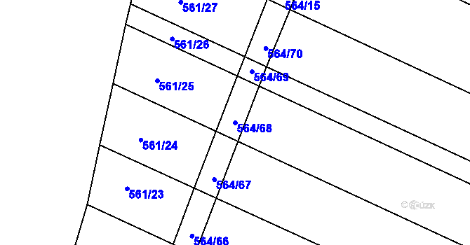 Parcela st. 564/68 v KÚ Rosice u Chrasti, Katastrální mapa