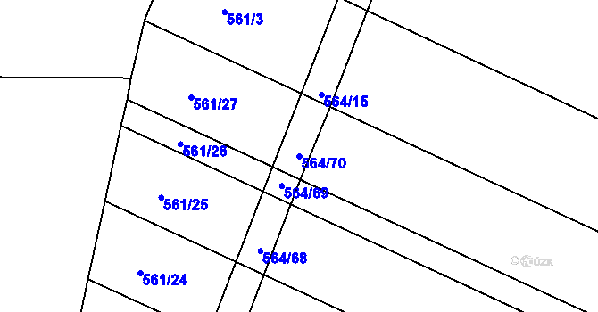 Parcela st. 564/70 v KÚ Rosice u Chrasti, Katastrální mapa