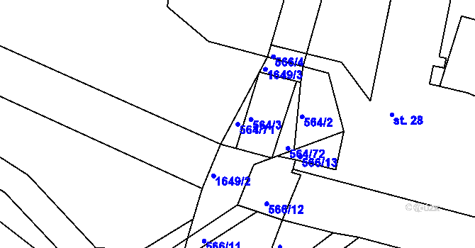Parcela st. 564/71 v KÚ Rosice u Chrasti, Katastrální mapa