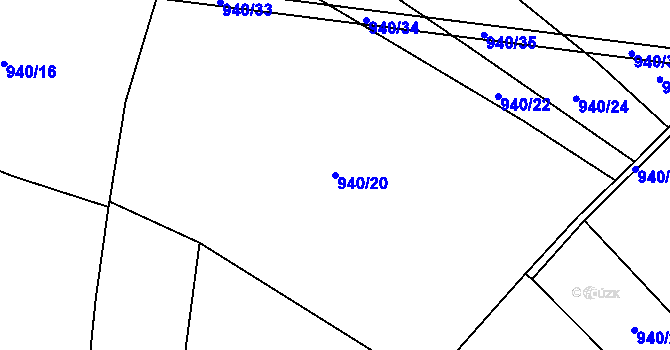 Parcela st. 940/20 v KÚ Rosice u Chrasti, Katastrální mapa