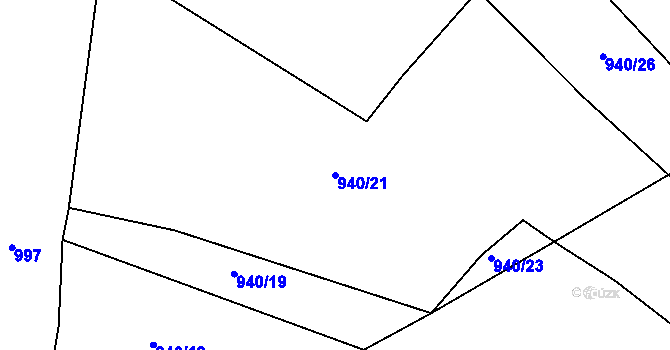 Parcela st. 940/21 v KÚ Rosice u Chrasti, Katastrální mapa