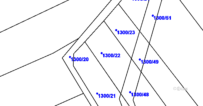 Parcela st. 1300/22 v KÚ Rosice u Chrasti, Katastrální mapa