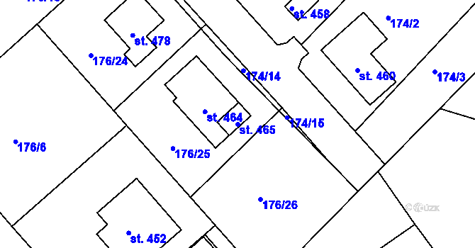 Parcela st. 465 v KÚ Rosice u Chrasti, Katastrální mapa