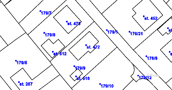 Parcela st. 472 v KÚ Rosice u Chrasti, Katastrální mapa