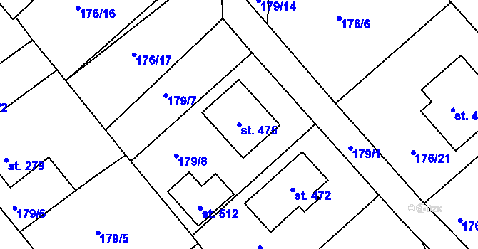 Parcela st. 475 v KÚ Rosice u Chrasti, Katastrální mapa