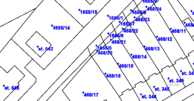 Parcela st. 468/20 v KÚ Rosice u Chrasti, Katastrální mapa